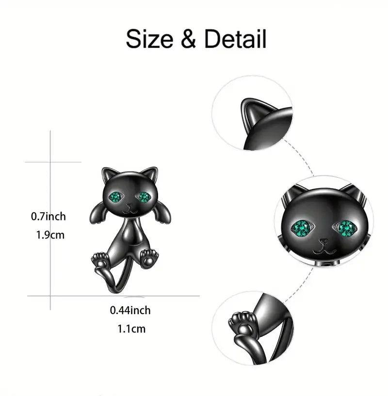 Adorable Whimsical Black Cat Stud Earrings