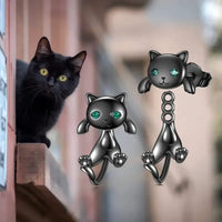 Adorable Whimsical Black Cat Stud Earrings