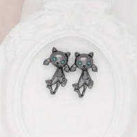 Adorable Whimsical Black Cat Stud Earrings