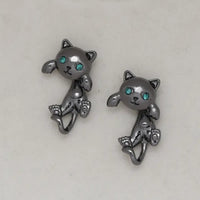 Adorable Whimsical Black Cat Stud Earrings