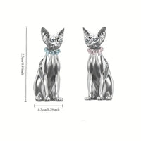 Gothic Silver Cat Stud Earrings