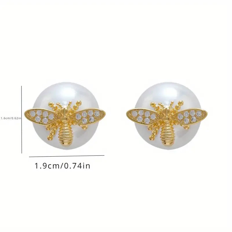 Little Bee Pearl Drop Stud Earrings