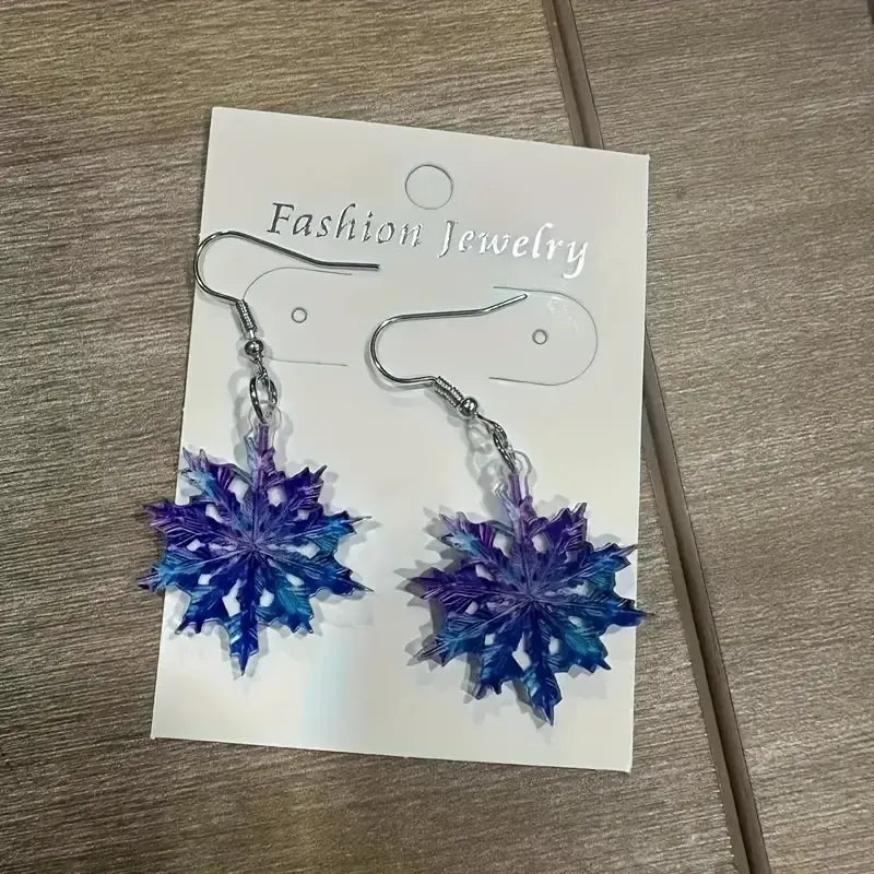 Acrylic Snowflake Dangle Earrings