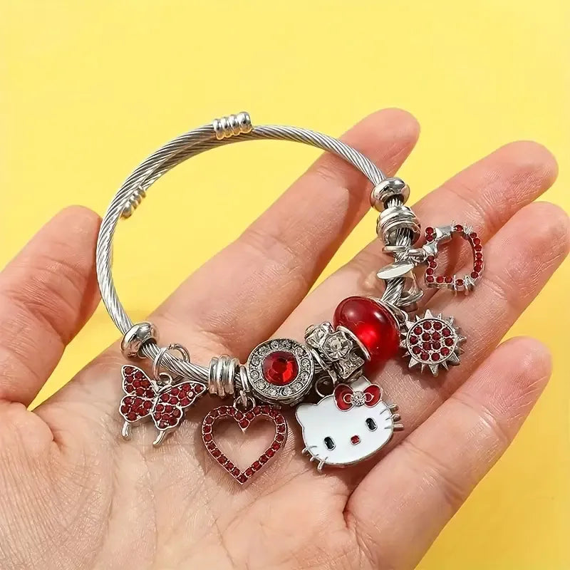 Adorable Hello Kitty Beaded Charm Bracelet