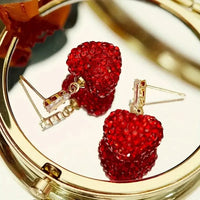 Luxurious Red Heart Dangle Earrings