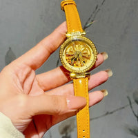 Golden Sunflower Rotating Dial Watch