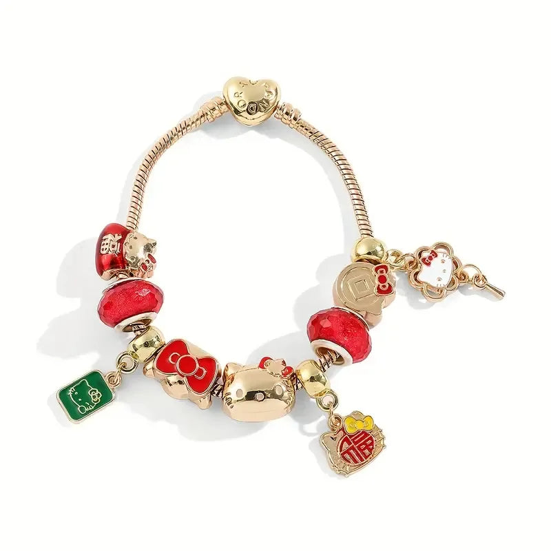 Radiant Red Stone Hello Kitty Charm Bracelet