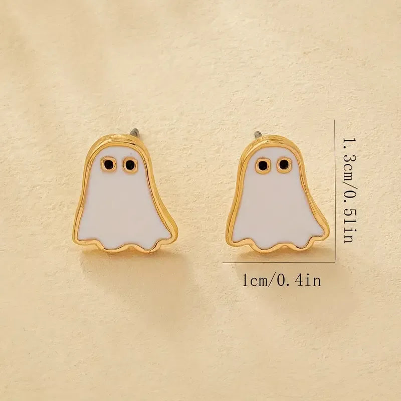 Boho-Vintage Ghost Stud Earrings