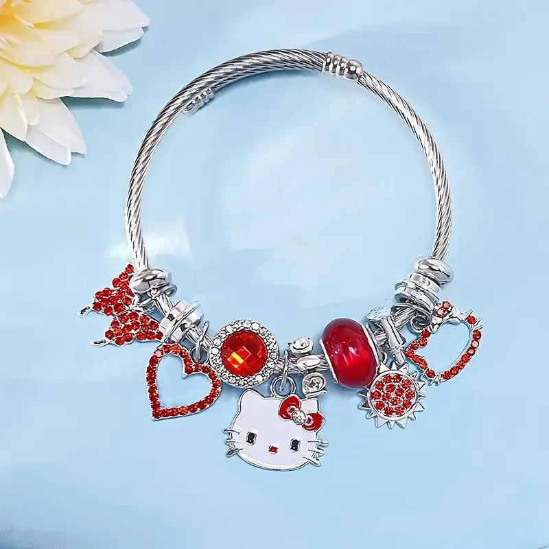 Adorable Hello Kitty Beaded Charm Bracelet