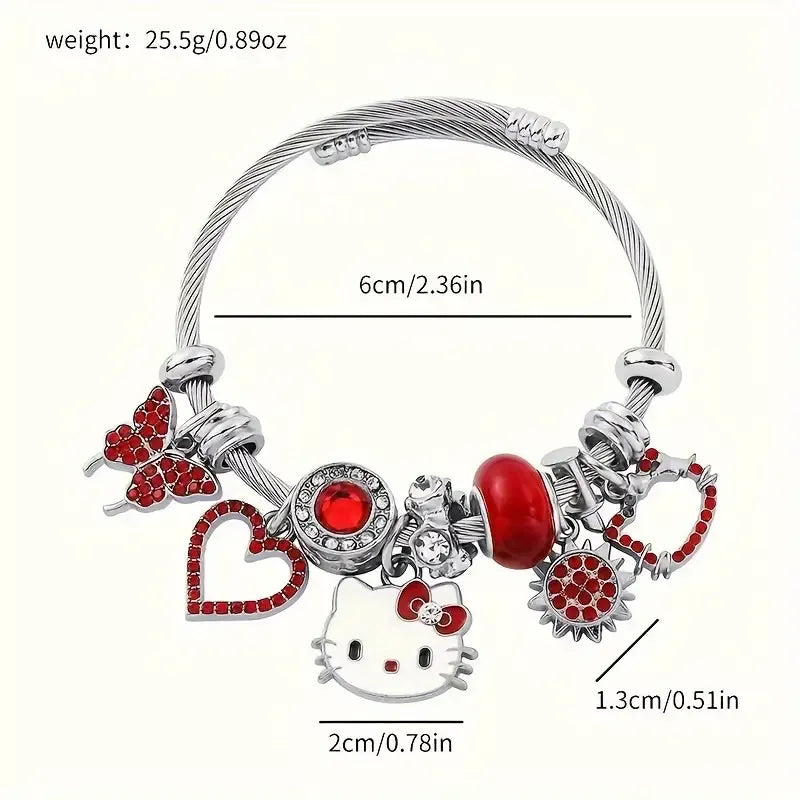 Adorable Hello Kitty Beaded Charm Bracelet