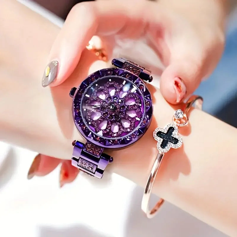 Sparkling Rhinestone Rotating Dial Watch