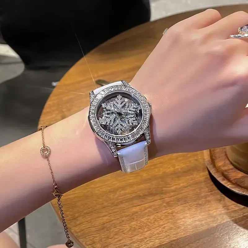 Frozen Rhinestone Rotating Watch