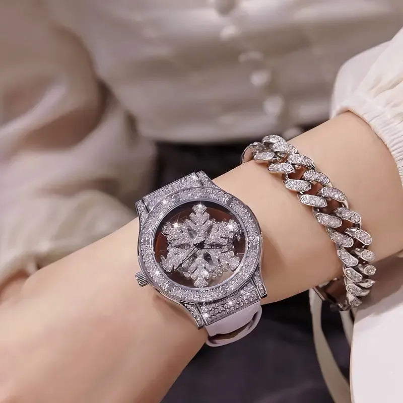 Frozen Rhinestone Rotating Watch