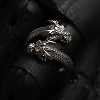 Retro Double Headed Dragon Open Ring