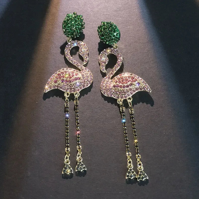 Tropical Flamingo Shaped Statement Earrings