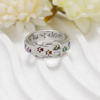 Colorful Paw Print Alloy Ring