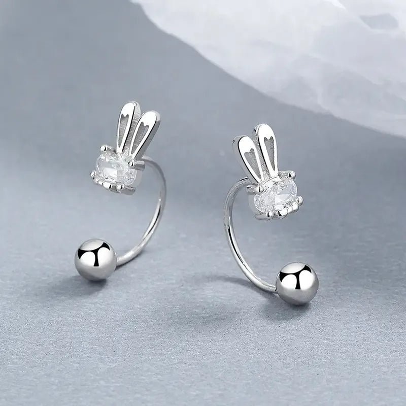 Sterling Silver Rabbit Stud Earrings