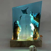 Whale and Divers Wooden Night Light - Bear Hugs