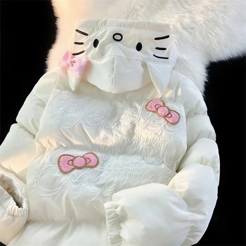 White Kitten Bomber Puffer Jacket - Bear Hugs