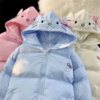 White Kitten Bomber Puffer Jacket - Bear Hugs