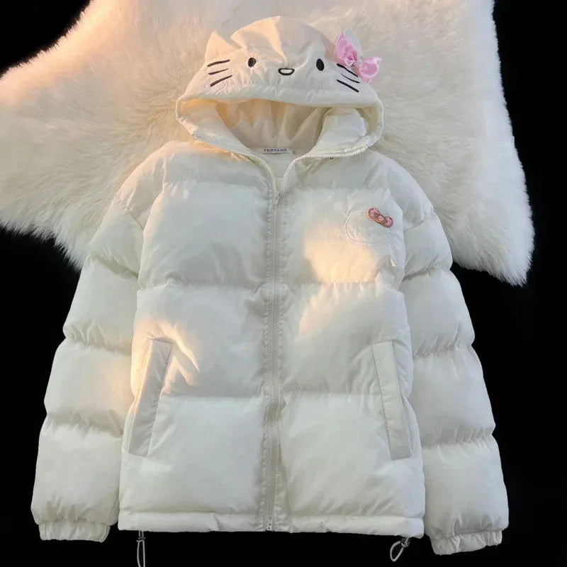 White Kitten Bomber Puffer Jacket - Bear Hugs