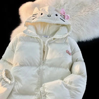 White Kitten Bomber Puffer Jacket - Bear Hugs