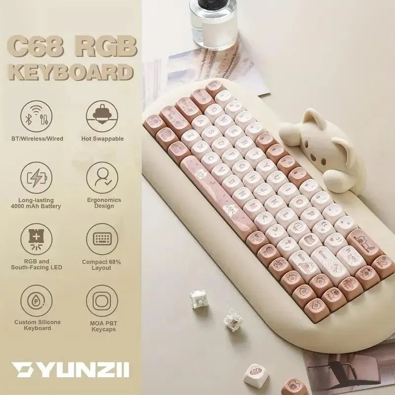 YUNZII C68 Wireless Mechanical Keyboard - Bear Hugs